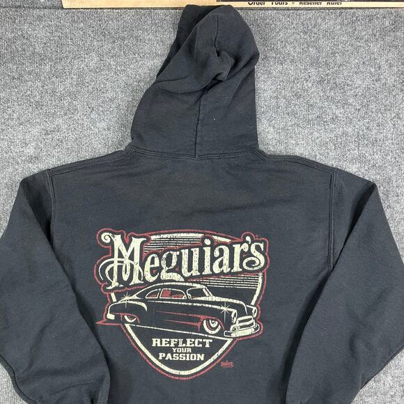 Gildan Hoodie Mens M Black Meguiars Car Graphic Pullover Sweatshirt Auto Racing - Picture 1 of 8